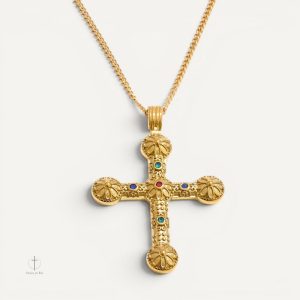 Collier Croix Héritage Sacré en métal argenté