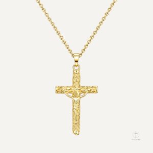 Collier Croix Homme en métal avec pendentif Jésus