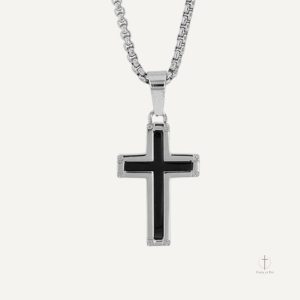 Collier Croix Noir Homme Élégance