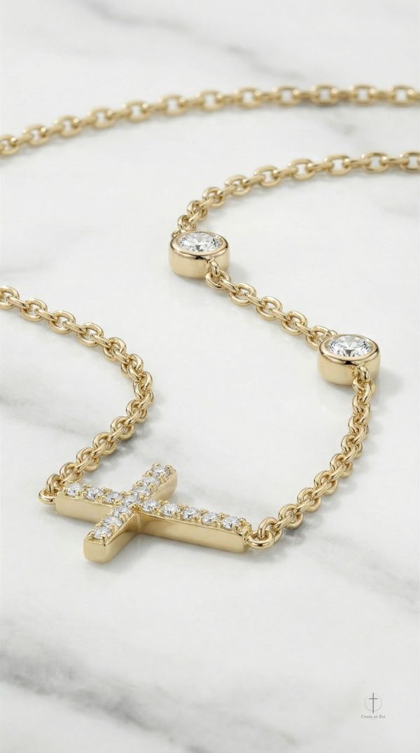 Collier Croix Chic, Détails Brillants
