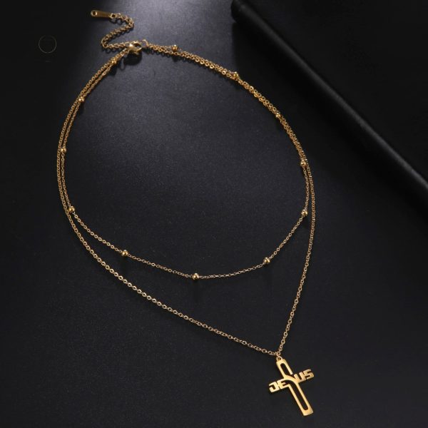 Collier élégant Croix avec symbole chrétien