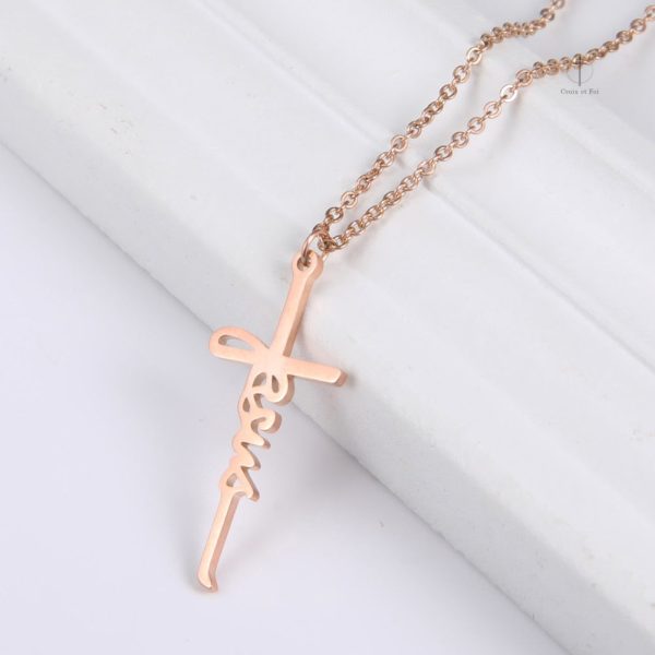 Accessoire religieux : collier croix avec symbole de foi