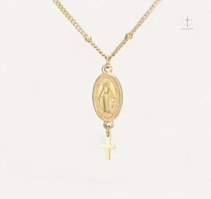 Collier Croix Élégant Médaille Miraculeuse