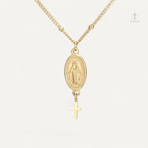 Collier Croix Élégant Médaille Miraculeuse