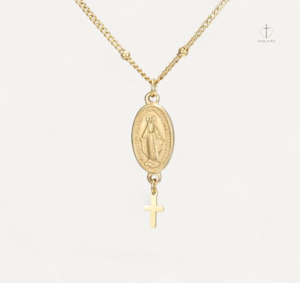 Collier Croix Élégant Médaille Miraculeuse