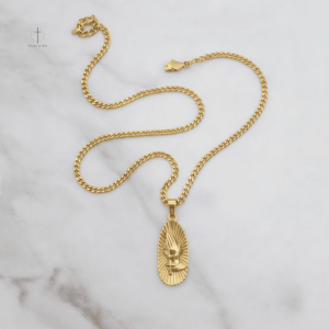 Collier Croix Médaille Ovale