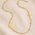 Médaille Vierge Marie sur collier en or