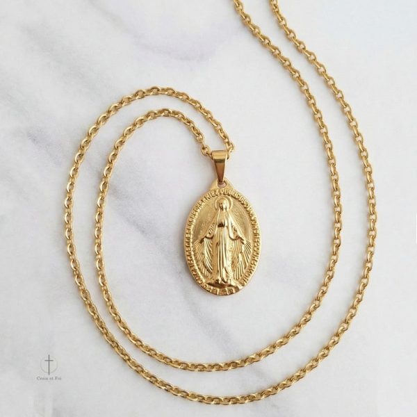 Collier spirituel Croix Médaille Vierge