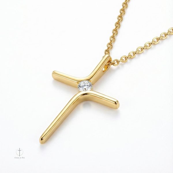 Bijoux Croix moderne, doré et raffiné