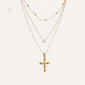 Collier Croix Élégant Multirangs