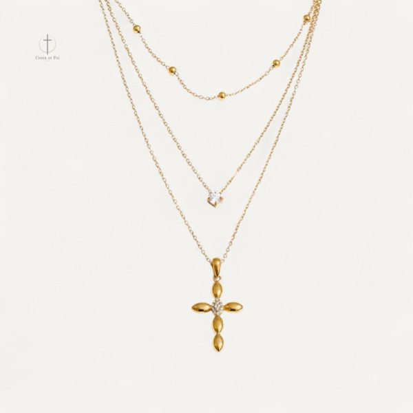 Collier Croix Élégant Multirangs