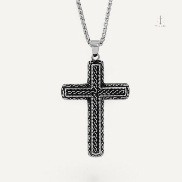 Collier Croix Ornée pour Homme