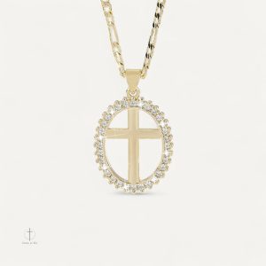 Collier Croix Doré Éclat Cristal