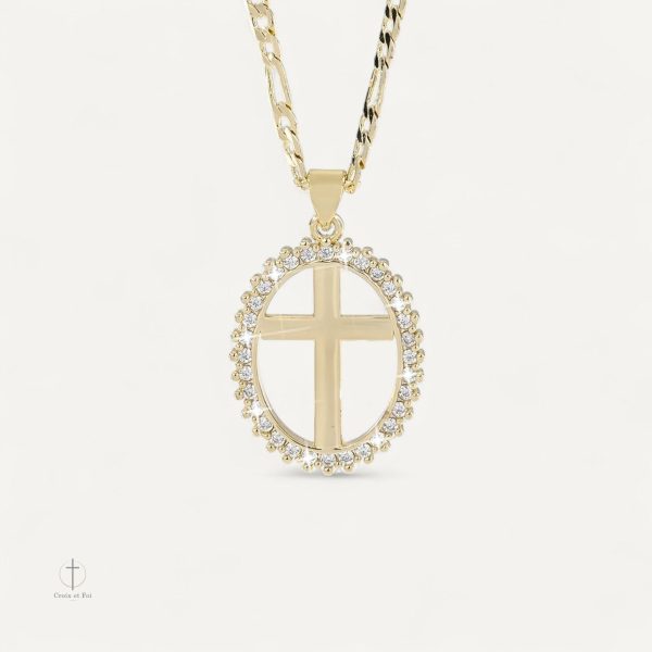 collier-croix-ovale-dore-eclat-cristal-1 Collier Croix Doré Éclat Cristal