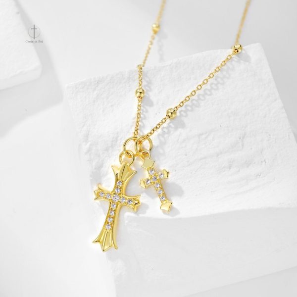 Collier Croix Paire élégant en métal