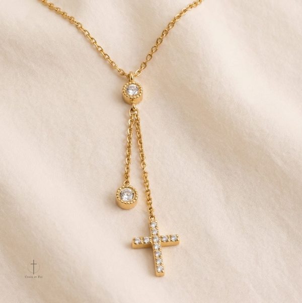 Bijou Croix Ajustable en Métal avec Zircons