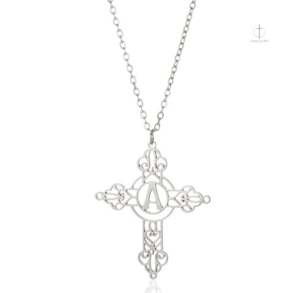 Collier avec Croix et initiales gravées