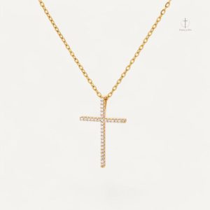Collier Croix en Pierre avec Zirconium