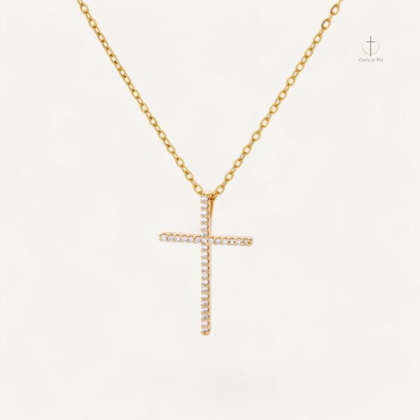 Collier Croix en Pierre avec Zirconium