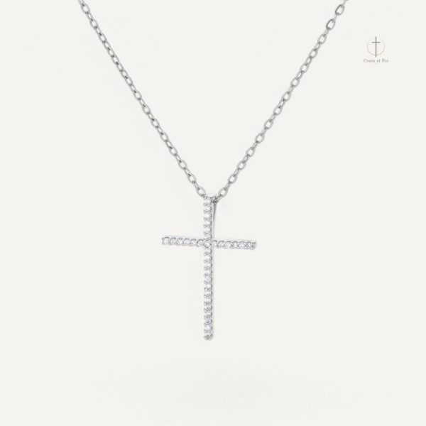 Collier Croix moderne, orné de zirconium