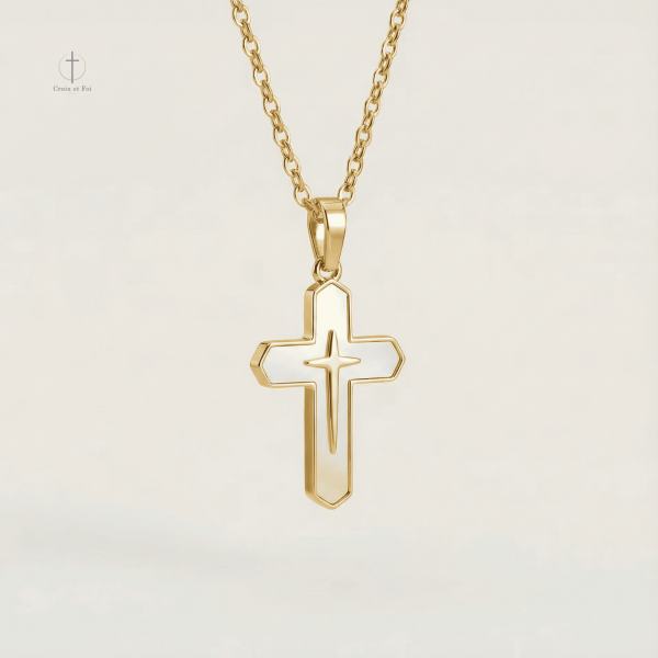 Collier Croix lumineux en nacre