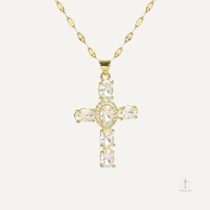 Collier Croix Religieuse en argent avec zirconiums