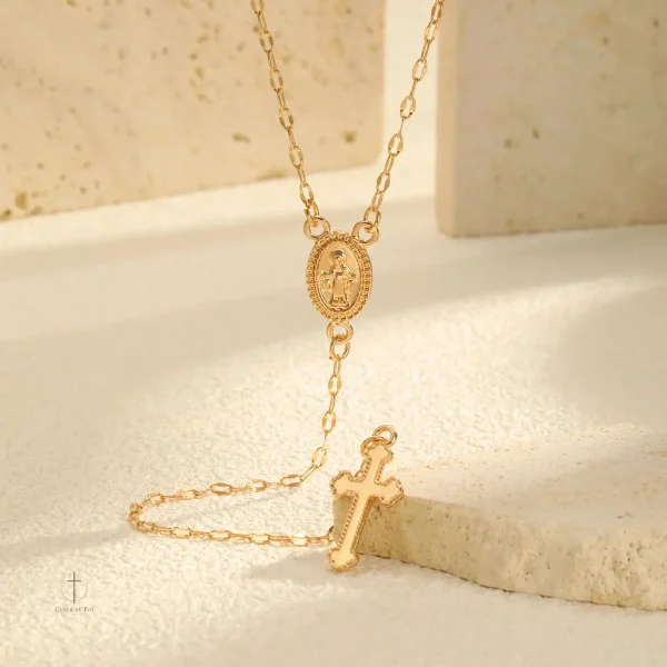 Collier Croix Rosaire Grâce Dorée