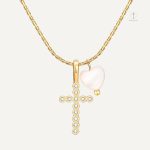 Collier Croix Zircon et Cœur Nacre