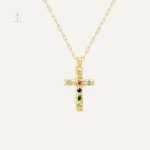 Collier Croix en Zirconium aux couleurs éclatantes