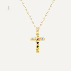 Collier Croix en Zirconium aux couleurs éclatantes