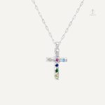 Bijou croix coloré en zirconium, accessoire élégant et tendance