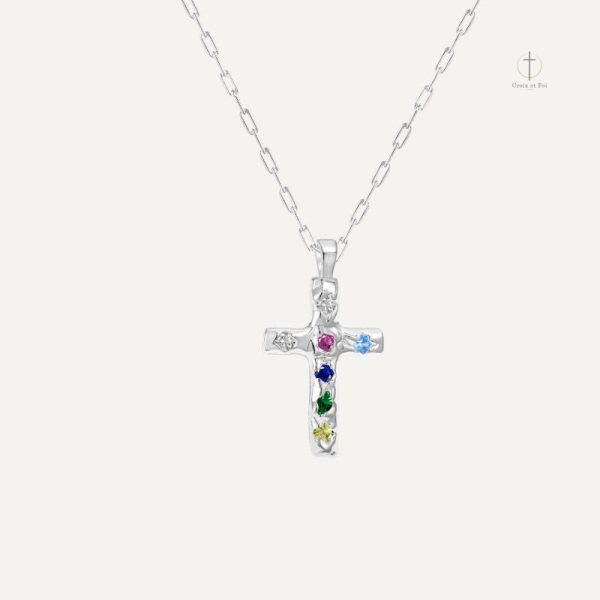 Bijou croix coloré en zirconium, accessoire élégant et tendance