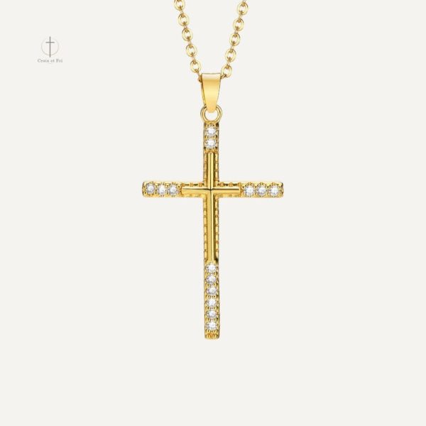 collier-croix-zirconium-cubique-dore-1 Collier Croix Doré en Zirconium Cubique