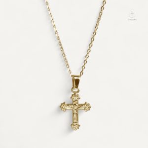 Collier Crucifix Doré élégant en métal doré
