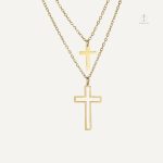 Collier Double Croix élégant en métal