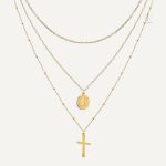 Collier Multirang Croix et Vierge Miraculeuse
