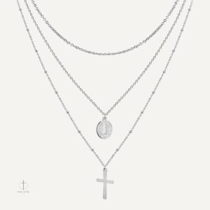 Bijoux Croix avec croix et Vierge Miraculeuse