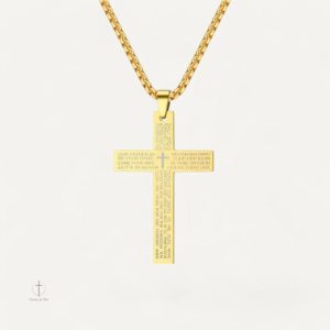 Collier Croix Classique avec Pendentif Gravé