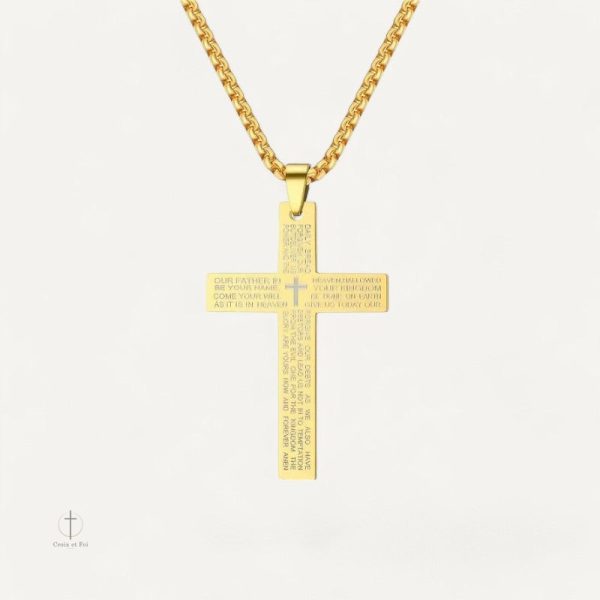 collier-pendentif-croix-classique-grave-priere-biblique-1 Collier Croix Classique avec Pendentif Gravé