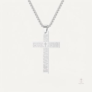 Collier en Argent avec Croix Gravée Inspirante