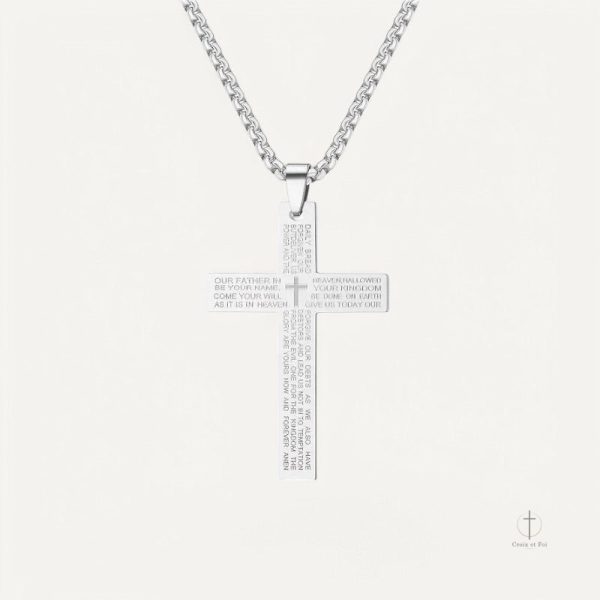 Collier en Argent avec Croix Gravée Inspirante