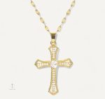 Collier Croix Doré avec Cristaux de Zirconium