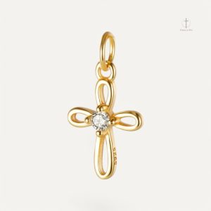 Pendentif Croix en Argent avec Zirconium étincelant
