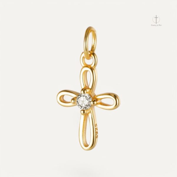Pendentif Croix en Argent avec Zirconium étincelant