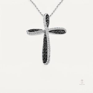 Pendentif Croix en Argent avec Strass Éclatant