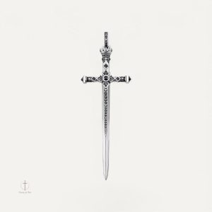Pendentif croix épée minimaliste chic