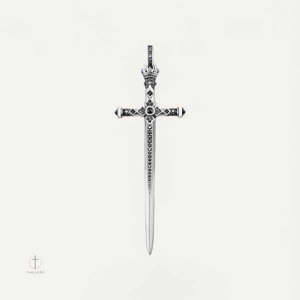 Pendentif croix épée minimaliste chic