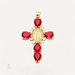Pendentif en Croix avec gemme colorée unique