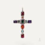 Pendentif Croix avec Pierres Colorées