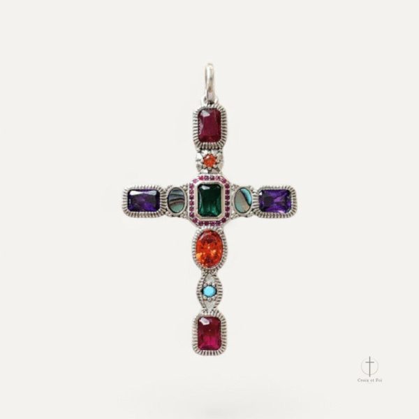 pendentif-croix-pierres-colorees-1 Pendentif Croix avec Pierres Colorées